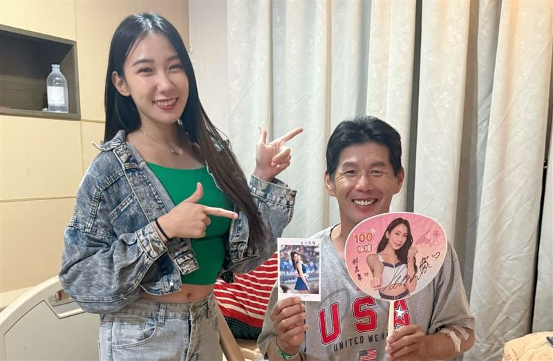 為護女童中2刀的林姓男子，偶像是富邦啦啦隊女神檸檬，檸檬得知消息後直接親自赴醫院探望。（圖／翻攝自Threads）