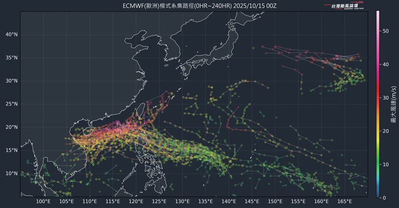 熱帶擾動96W到菲律賓附近後，遇到槽線東移迫使高壓減弱，而出現關鍵轉折點。（圖／翻攝自「台灣颱風論壇｜天氣特急」）