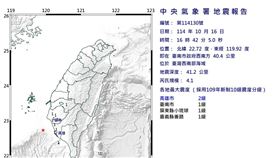 【 第130號 #顯著有感地震 #地震報告 】（圖／翻攝自中央氣象署）