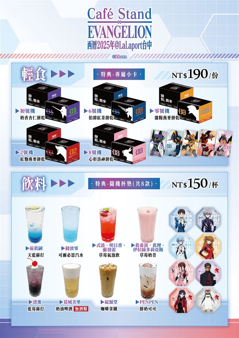 《EVANGELION新世紀福音戰士》邁入30週年,將在Mitsui Shopping Park LaLaport台中展開期間限定Café stand活動。(圖/主辦單位提供)