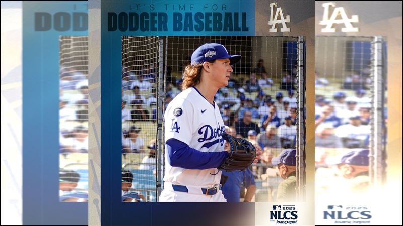 國聯冠軍賽G3葛拉斯諾（Tyler Glasnow）投5.2局失1分退場。（圖／翻攝自道奇 X）