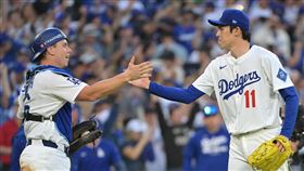 佐佐木朗希關門成功，道奇3連勝釀酒人聽牌。（圖／路透社／達志影像）