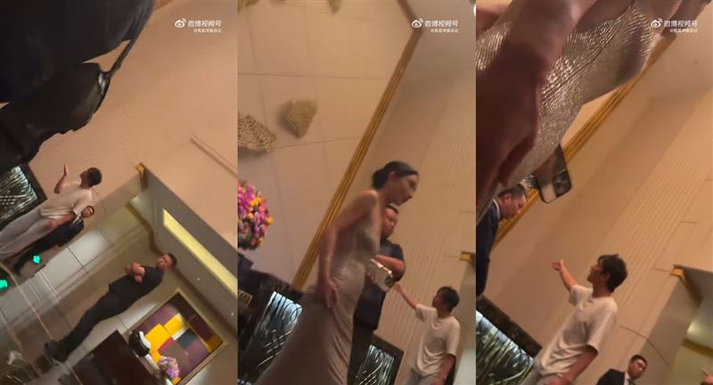 陳冠希在上海半島酒店與工作人員起衝突，指著罵對方：你一直看著我什麽意思？（組合圖／翻攝自微博畫面）