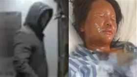 中國一名女直播主（右）誤觸炸彈包裹毀容，嫌犯（左）落網稱是個人矛盾才報復。（翻攝微博）