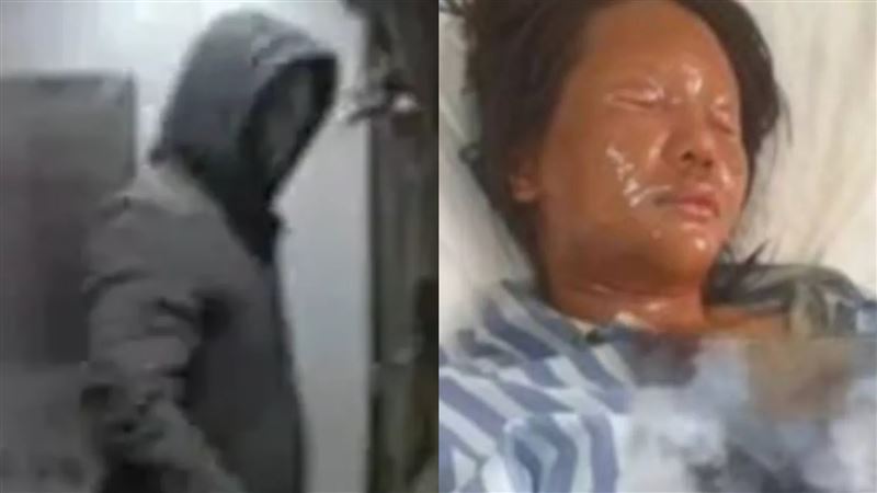 中國一名女直播主（右）誤觸炸彈包裹毀容，嫌犯（左）落網稱是個人矛盾才報復。（翻攝微博）