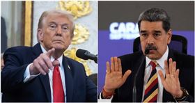 美國總統川普（左）、委內瑞拉總統馬杜洛（右）。（圖／達志／美聯社）