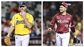 中信兄弟李博登（Brandon Leibrandt）和樂天桃猿威能帝（Pedro Fernandez）。（圖／記者劉彥池攝影）