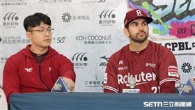 台灣大賽G1，樂天桃猿先發投手魔神樂出席賽後記者會。（圖／記者劉彥池攝影）