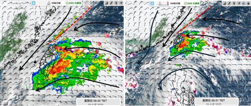 台灣近日受到東北季風增強及風神颱風外圍環流影響。（圖／天氣職人-吳聖宇臉書）