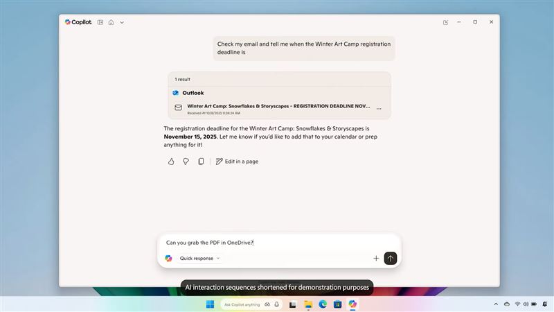 藉由Copilot連接器、簡易文件建立功能以及Windows設定整合，為Windows上的Copilot帶來更多功能。（圖／台灣微軟提供）
