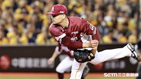 台灣大賽G2，樂天桃猿先發投手威能帝。（圖／記者劉彥池攝影）