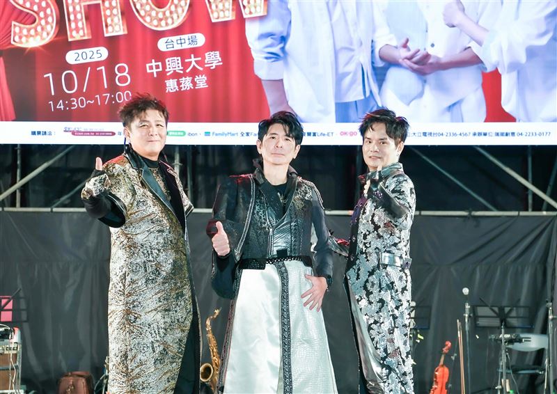 劉家榮（左起）、荒山亮、李明洋合體舉辦「三冠王說唱SHOW」。（圖／瑞揚創意提供）