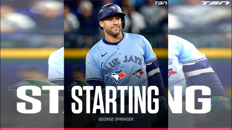 史普林格（George Springer）G5被觸身球砸，G6回歸先發。（圖／翻攝自X @TSN_Sports）