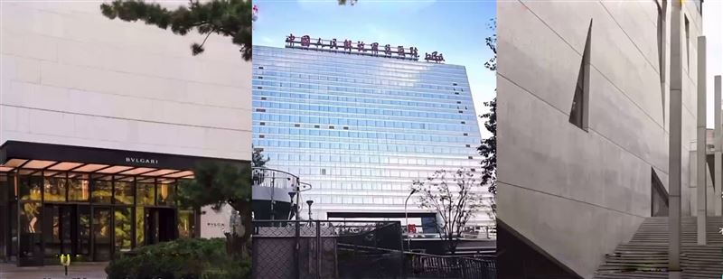 網友爆五星酒店、藝術館、中共解放軍總醫院「三點一線」成魔窟。（組合圖／翻攝自Tiktok）