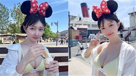 日本正妹「三佳詩」8月在東京迪士尼海洋拍攝內衣辣照，遭業者拒絕入園，沒想到近期在片商蚊香社(Prestige)出道拍AV。（圖／翻攝自Ｘ）