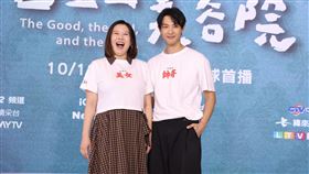 連晨翔寵妻全都錄，他在《舊金山美容院》記者會上一路守護劉品言，默默在旁攙扶。（圖／記者鄭孟晃攝影）