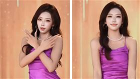 楓葉姊姊身穿桃紫色洋裝加上光線，讓身體膚色和臉部出現巨大色差。（圖／翻攝自sk.moonlake217 IG）