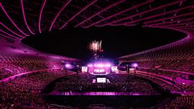 BLACKPINK二度返高雄國家體育場開唱（1）韓國女團「BLACKPINK」於18日二度重返高雄國家體育場開唱，吸引超過5萬名歌迷同樂。（Live Nation Taiwan提供）中央社記者王心妤傳真 114年10月19日