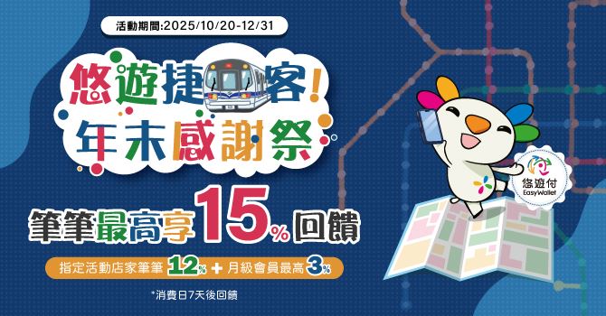 「悠遊捷客年末感謝祭」登場最高回饋15%。（圖／品牌業者提供）