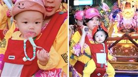 ▲母子同行夜巡，背著小孩扛轎成為最感人的畫面。（圖／翻攝自桃園護國宮IG）