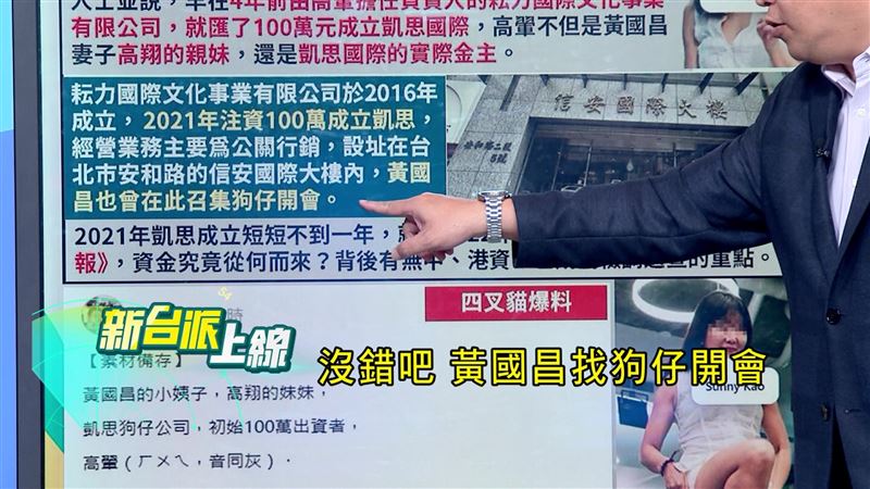 王義川指出，黃國昌與狗仔開會的地方，就是耘力國際辦公室。（圖／翻攝新台派上線）