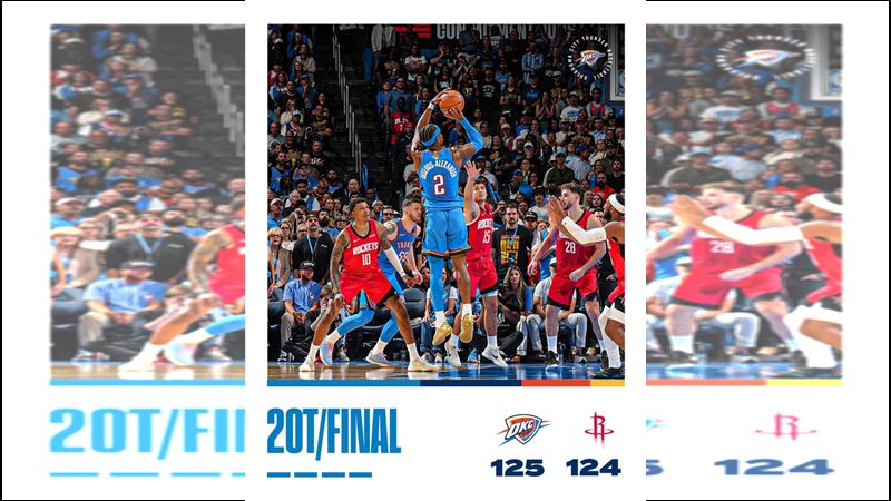 NBA開幕戰雷霆125：124擊敗火箭。（圖／翻攝自雷霆 X）