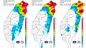 氣象署定量降雨預報圖一覽。（圖／氣象署）