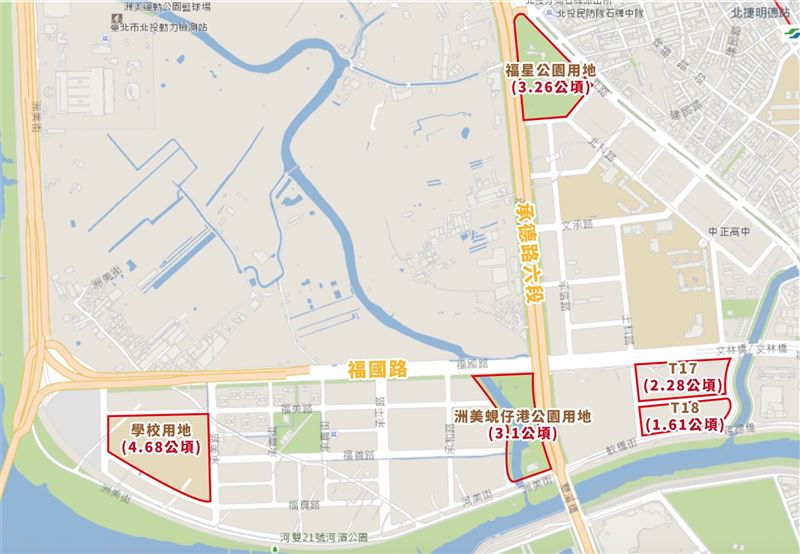 陳賢蔚根據「台北地政雲」資料查詢，北投區面積3公頃以上、且為市有地、基地完整的土地僅有3筆。（圖／陳賢蔚提供）