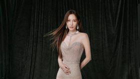 曾莞婷禮服全身充滿施華洛世奇水晶刺繡，勾勒曼妙身形。（圖／翻攝自曾莞婷臉書）