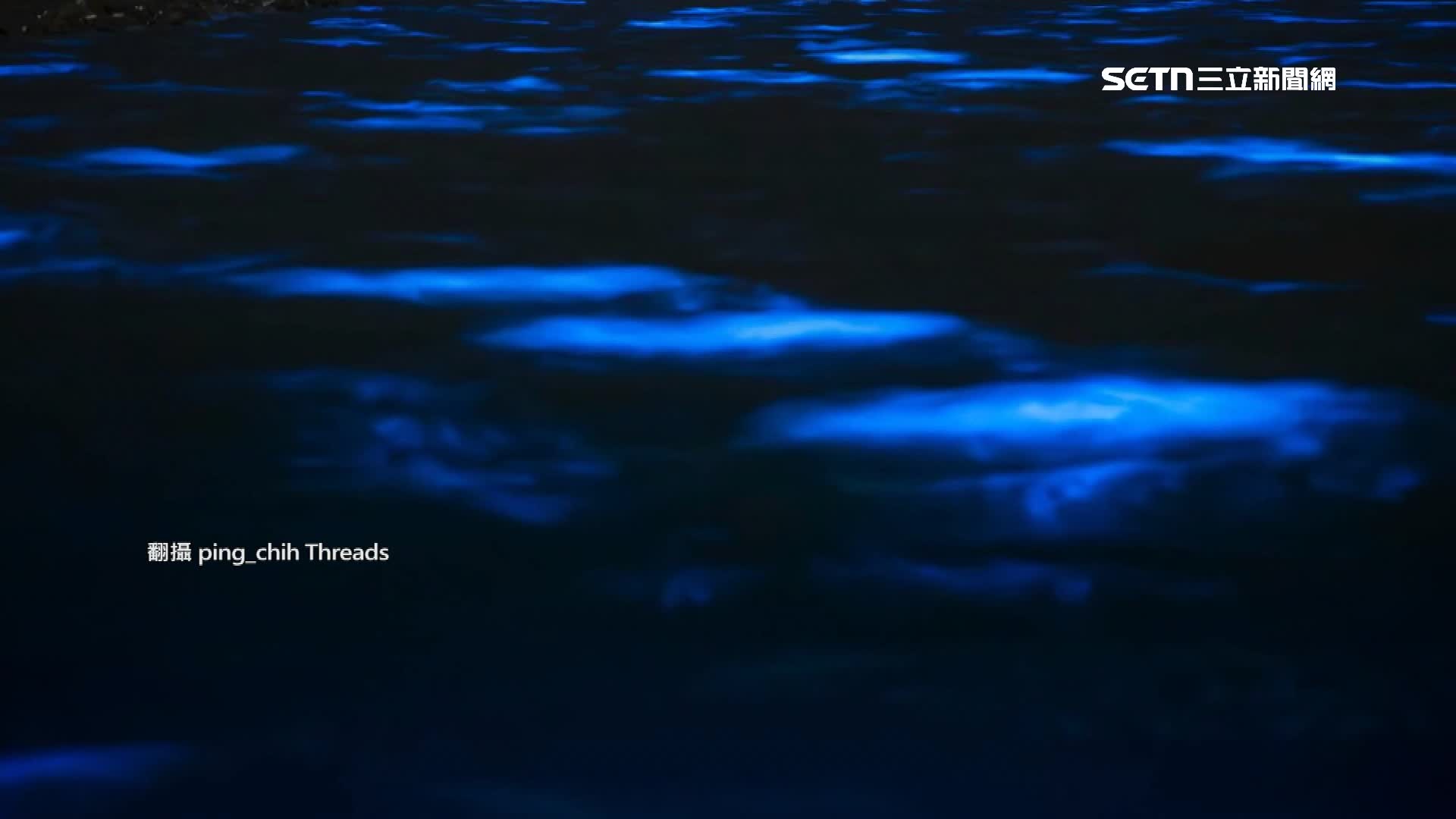 台南青鯤鯓出現罕見藍眼淚。（圖／翻攝自Threads @ping_chih）