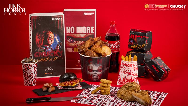 頂呱呱首屆「TKK HORROR FEAST」！攜手《鬼娃恰吉》現身開吃。（圖／品牌業者提供）
