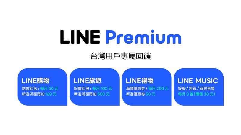 LINE Premium會員計畫包含LINE家族服務的會員專屬權益。(圖/LINE台灣提供)