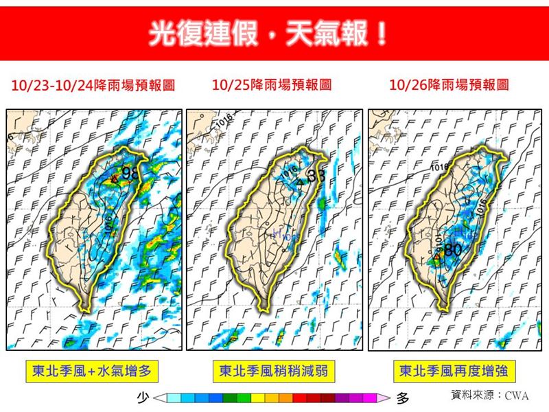 光復節3天連假天氣出爐。（圖／翻攝自林老師氣象站臉書）