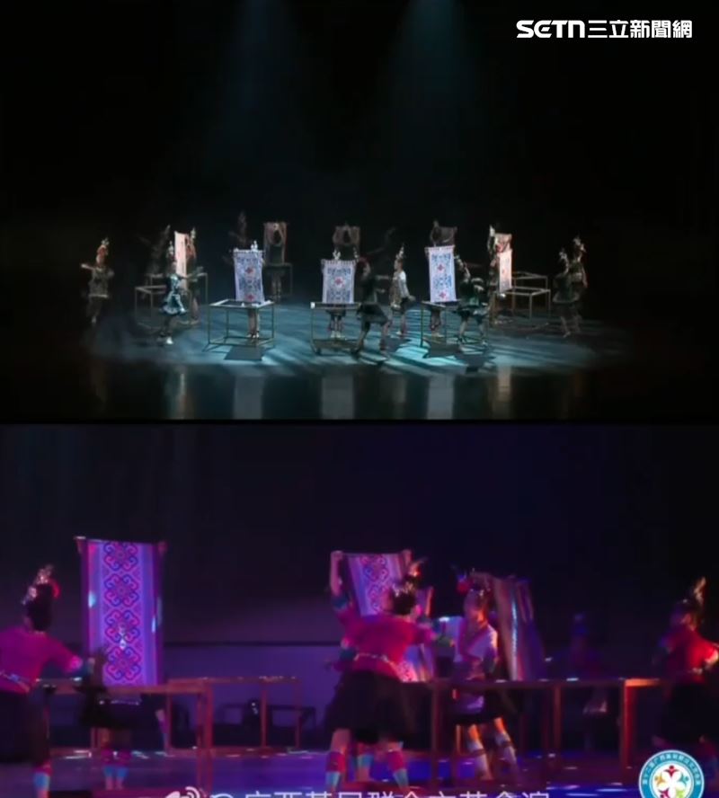 上半部為舞蹈班比賽畫面，下半部為大陸春晚表演畫面，家長乍看之下分辨不出來哪個才是自家孩子的表演。（圖／民眾提供）