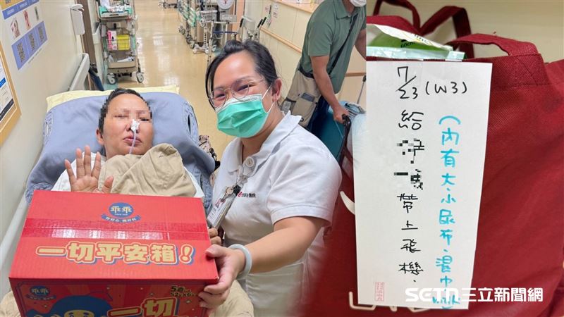 邱容萱護理師特地送上一大箱的台灣特產「乖乖」,希望阿蒂能一路平安、早日康復。此外,護理師們還自掏腰包準備一些護理用品讓阿蒂帶上飛機,但最讓人感動的是,為讓患者順利返鄉,光田醫護團隊火速處理相關文件,確保能趕上航班。(圖/院方授權提供)