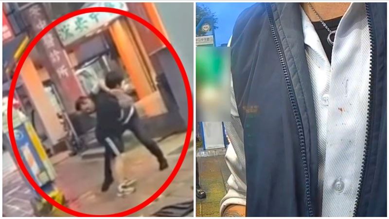 桃園客運劉姓司機不爽被嗆，從車上追到車下痛毆學生。（圖／翻攝畫面）