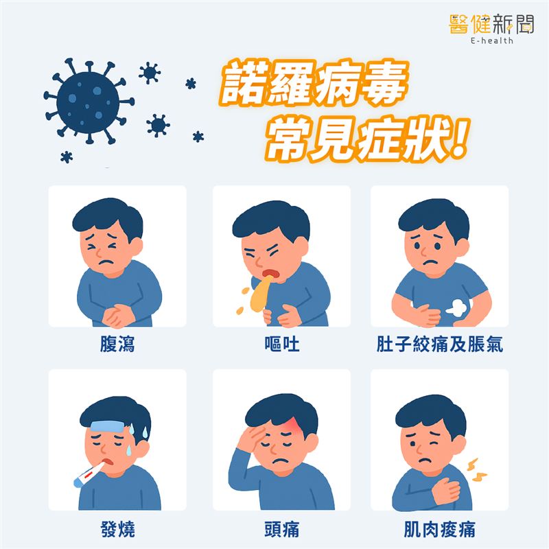 常見的諾羅臨床症狀與病程。(圖/醫健新聞網提供)