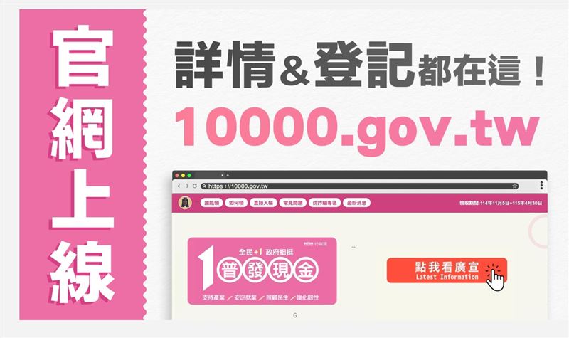 普發現金1萬元資格及方式。(圖/財政部