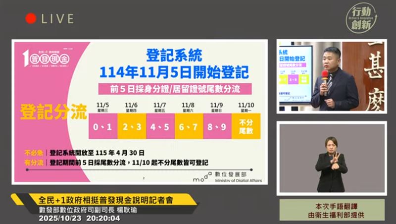 行政院公布普發現金相關資訊。(圖/翻攝自行政院YouTube)