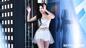 韓籍啦啦隊員趙娟週抵台出席活動。（圖／記者劉彥池攝影）