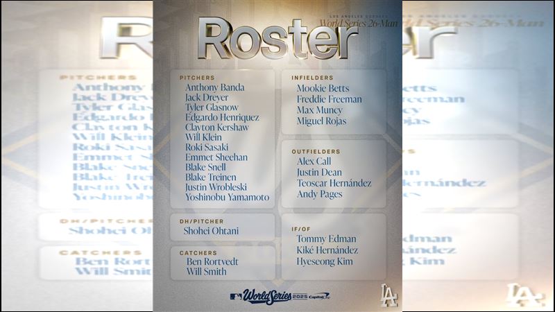道奇世界大賽26人名單。(圖/翻攝自道奇 X)