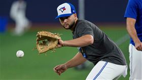 畢謝特（Bo Bichette）世界大賽回歸就扛第4棒、鎮守二壘。（圖／美聯社／達志影像）