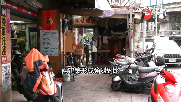 平房陰廟與一旁高樓大廈形成強烈對比