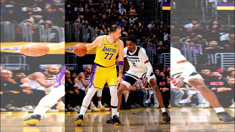 洛杉磯湖人巨星東契奇(Luka Doncic)單場轟下49分,帶領球隊擊潰明尼蘇達灰狼(圖/翻攝自X平台 @Lakers)