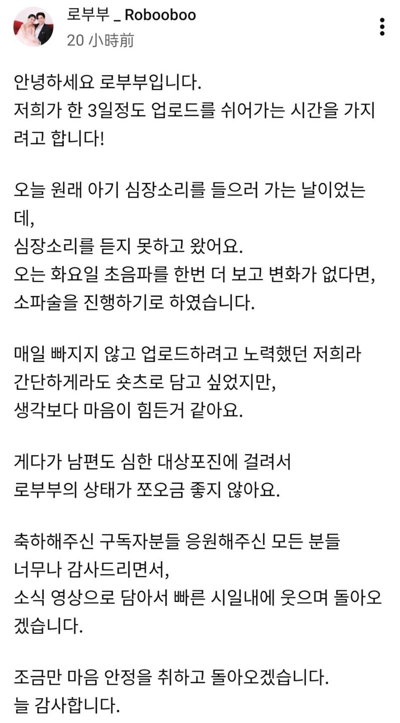 金敘妍發文透露聽不到寶寶心跳。(圖/翻攝自YouTube)