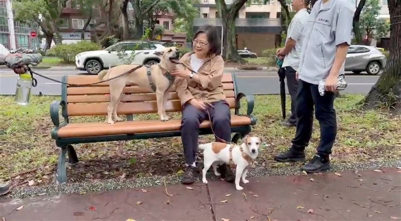 前總統蔡英文與愛犬互動逗趣有愛（圖／蔡英文辦公室提供）