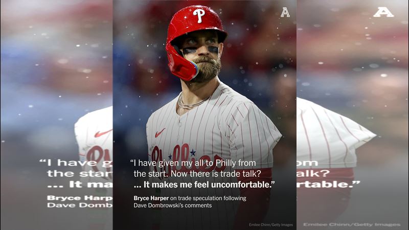 費城人遭淘汰強打哈波(Bryce Harper)遭球團批評。((圖/翻攝自X平台 @TheAthleticMLB)