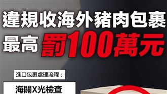 注意！違規收海外豬肉包裹 最高罰100萬元