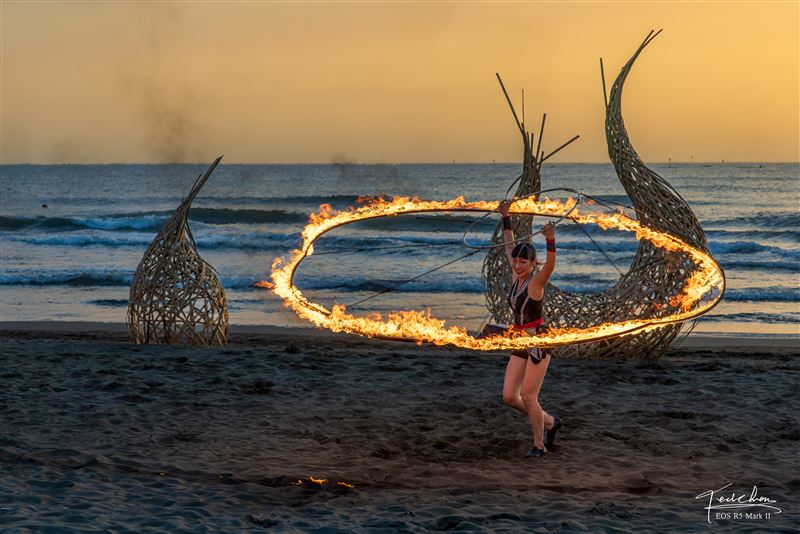 上帝再賜給台南禮物的《火神祭》之《行雲流火》，他：Firemosa火龍點燃Formosa奇蹟之美。（圖／攝影師TED 陳泰瑋提供、《即將成真》火舞團提供）