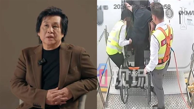 鄭智化稱爬進飛機卻被打臉。(圖/翻攝自微博)